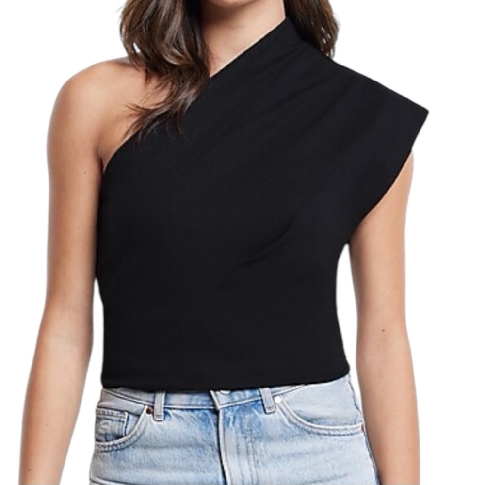 Express Structured One Shoulder Ponte Crop Top